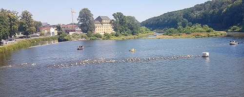 Startaufstellung für den Wasserstart